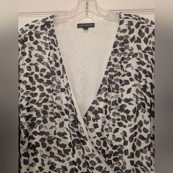 Lane Bryant White Black Diamond Leopard Print Maxi Dress Brushstroke Wrap Sz 24 - Picture 6 of 10